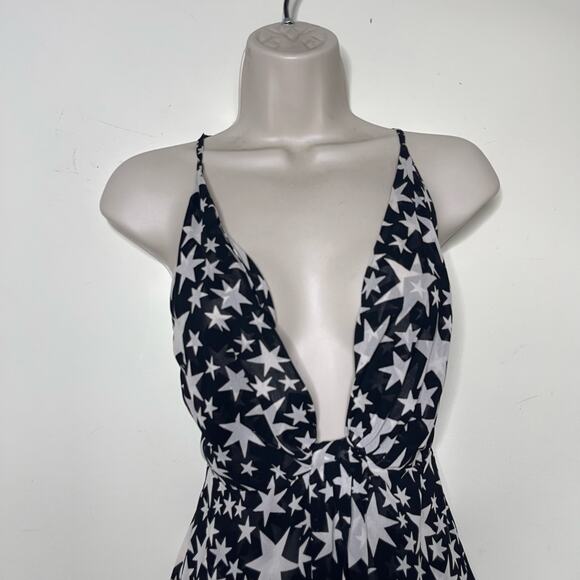 Reformation Black & White Star Print Sleeveless “Cosmo” Mini Dress Sz 2 - Picture 5 of 6